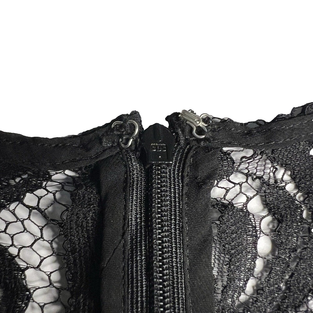Floral Embroidered Sheer‎ Boho Hippie Black Dress Women S/M - Picture 7 of 10
